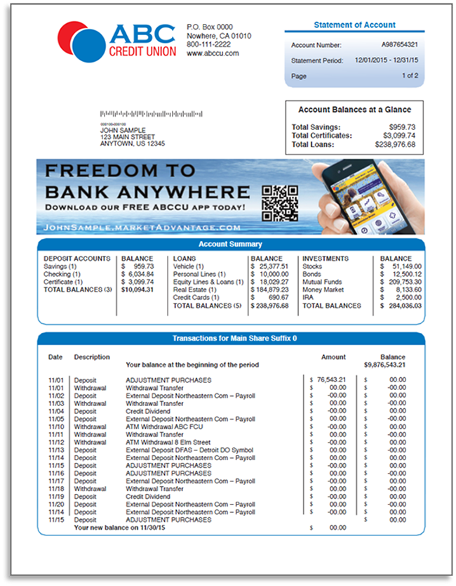 Enhanced Credit Union Statement Design